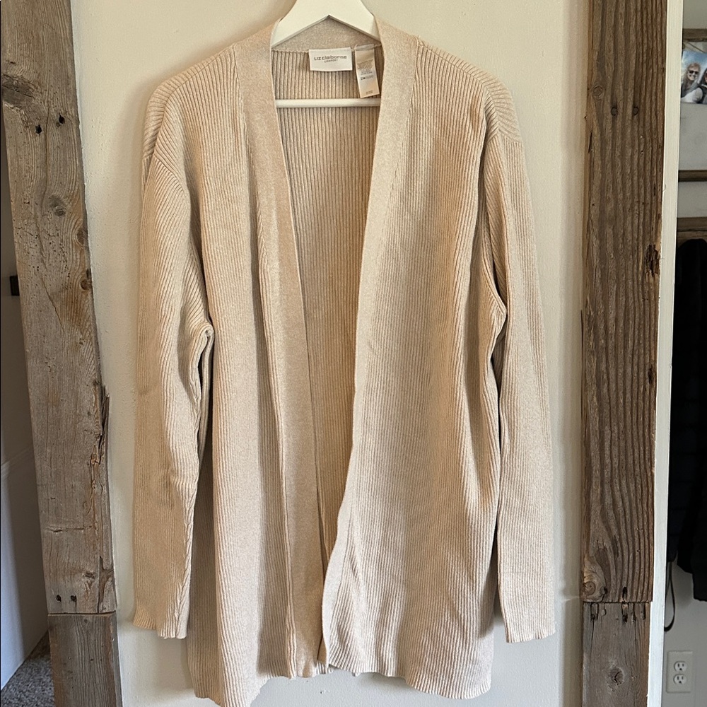Liz Claiborne Cream Open Front Cardigan Size XL